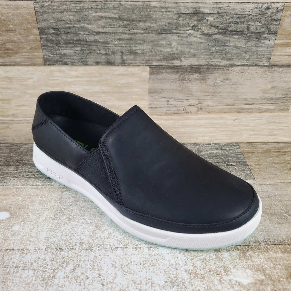 KURU Roam Atla Womens Shoes Sz 9 M Jet Black Classic Leather Slip-On Sneakers